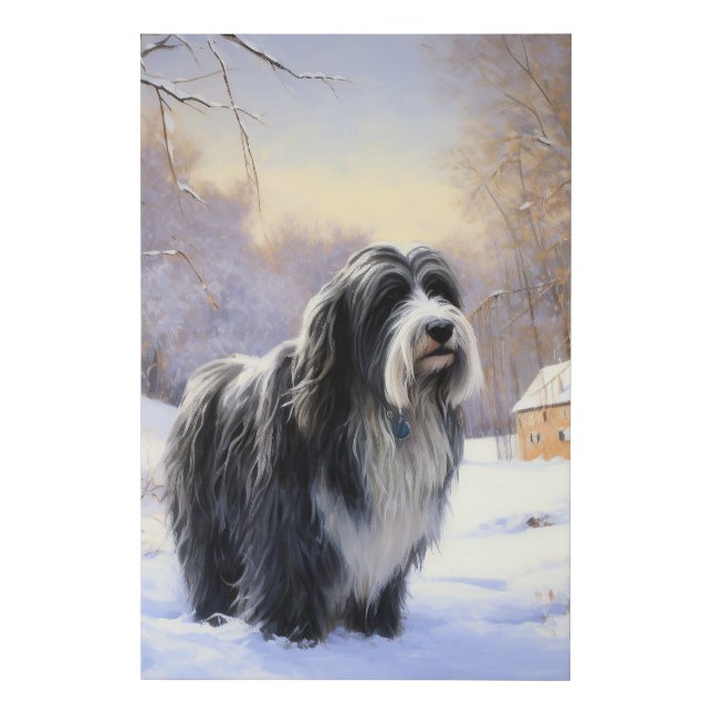 Bearded Collie Let It Snow Christmas  Faux Canvas Print (Front)
