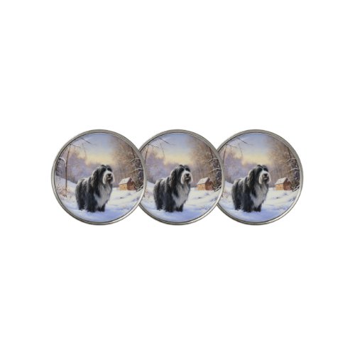 Bearded Collie Let It Snow Christmas  Golf Ball Marker
