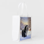 Bearded Collie Let It Snow Christmas  Grocery Bag