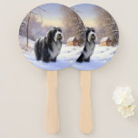 Bearded Collie Let It Snow Christmas  Hand Fan