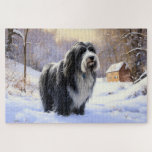 Bearded Collie Let It Snow Christmas  Jigsaw Puzzle