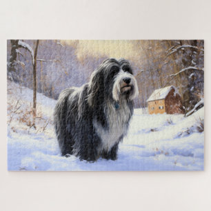 Bearded Collie Let It Snow Christmas  Jigsaw Puzzle