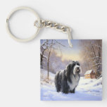 Bearded Collie Let It Snow Christmas  Keychain