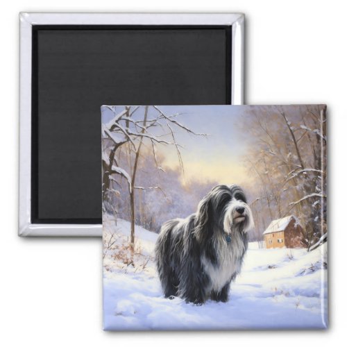 Bearded Collie Let It Snow Christmas  Magnet