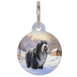 Bearded Collie Let It Snow Christmas  Pet ID Tag