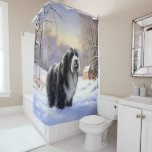 Bearded Collie Let It Snow Christmas  Shower Curtain