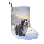 Bearded Collie Let It Snow Christmas  Small Christmas Stocking