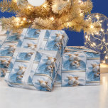 Bearded Collie Making a Snow Angel Wrapping Paper
