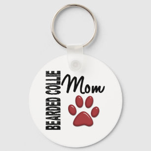Bearded Collie Mom 2 Keychain