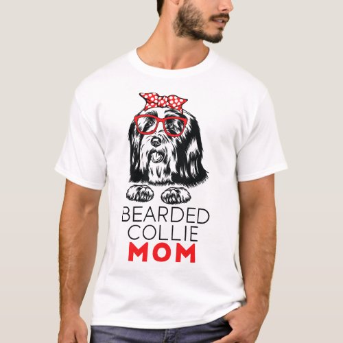 Bearded Collie Mom Funny Dog Lover Bandana Mothers T_Shirt