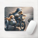 Bearded Collie Motorbike Ride Mouse Pad