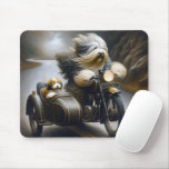 Bearded Collie Motorcycle With Sidecar Mouse Pad