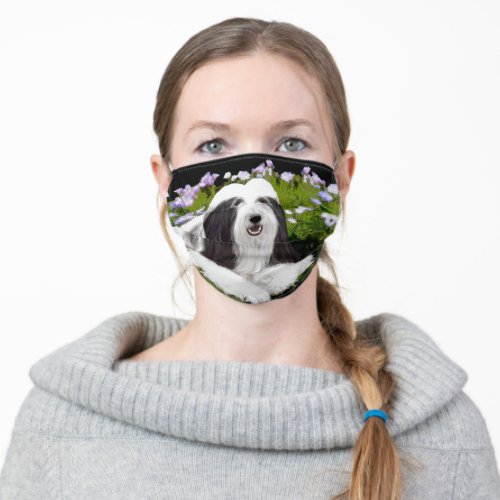 Bearded Collie Painting _ Cute Original Dog Art Adult Cloth Face Mask
