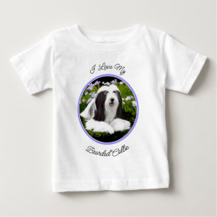 Bearded Collie Painting - Cute Original Dog Art Baby T-Shirt