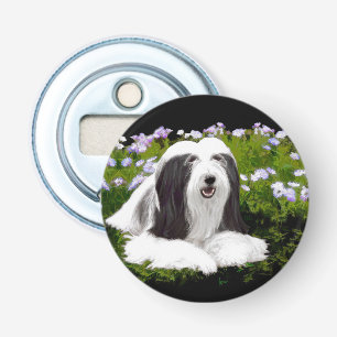 Bearded Collie Painting - Cute Original Dog Art Bottle Opener