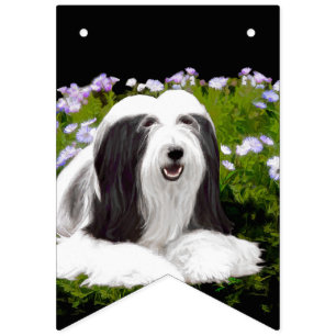 Bearded Collie Painting - Cute Original Dog Art Bunting Flags