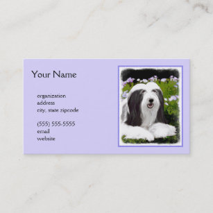 Bearded Collie Painting - Cute Original Dog Art Business Card