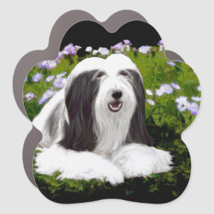 Bearded Collie Painting - Cute Original Dog Art Car Magnet