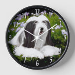 Bearded Collie Painting - Cute Original Dog Art Clock