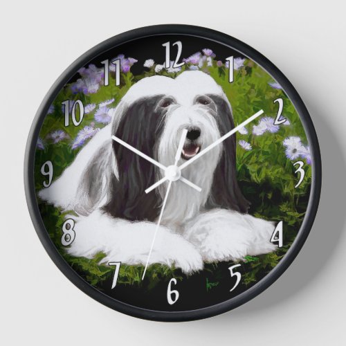 Bearded Collie Painting _ Cute Original Dog Art Clock