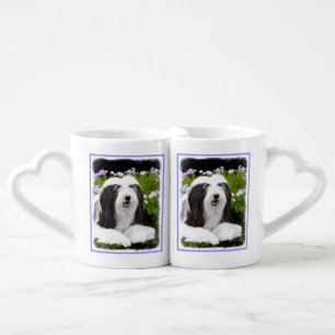 Bearded Collie Painting - Cute Original Dog Art Coffee Mug Set
