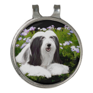 Bearded Collie Painting - Cute Original Dog Art Golf Hat Clip