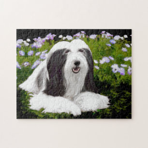 Bearded Collie Painting - Cute Original Dog Art Jigsaw Puzzle