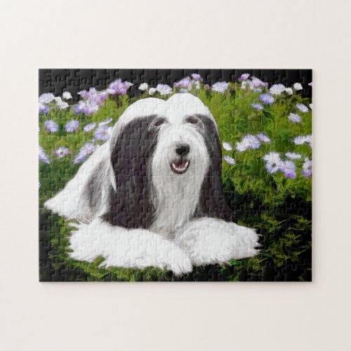 Bearded Collie Painting _ Cute Original Dog Art Jigsaw Puzzle