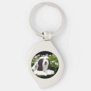 Bearded Collie Painting - Cute Original Dog Art Keychain