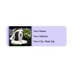 Bearded Collie Painting - Cute Original Dog Art Label