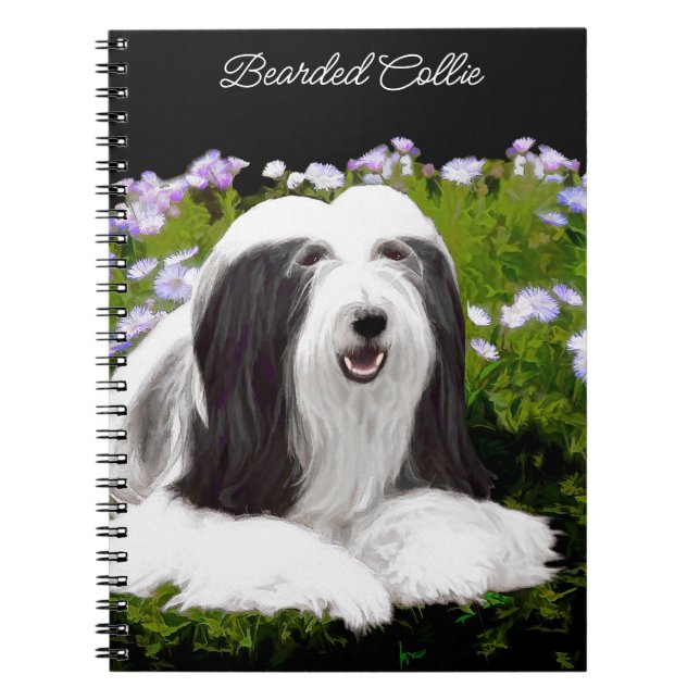 Bearded Collie Painting - Cute Original Dog Art Notebook (Front)