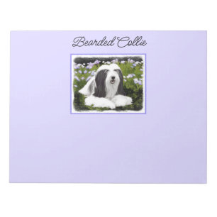 Bearded Collie Painting - Cute Original Dog Art Notepad