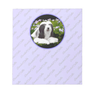 Bearded Collie Painting - Cute Original Dog Art Notepad