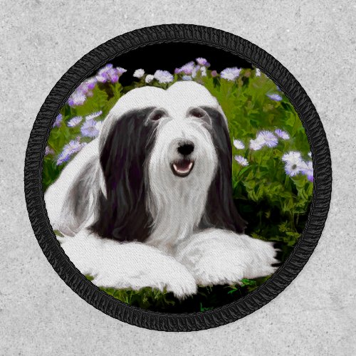 Bearded Collie Painting _ Cute Original Dog Art Patch