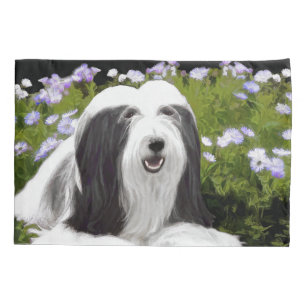 Bearded Collie Painting - Cute Original Dog Art Pillow Case