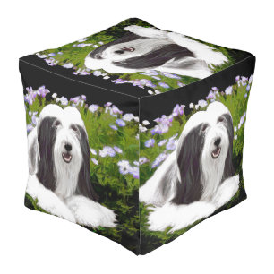 Bearded Collie Painting - Cute Original Dog Art Pouf