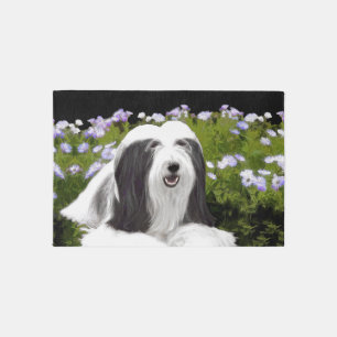 Bearded Collie Painting - Cute Original Dog Art Rug
