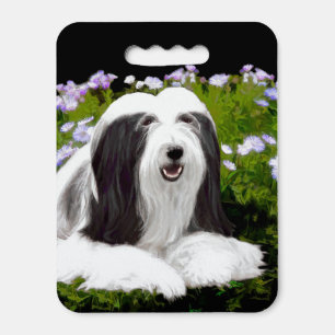 Bearded Collie Painting - Cute Original Dog Art Seat Cushion