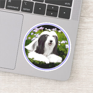 Bearded Collie Painting - Cute Original Dog Art Sticker