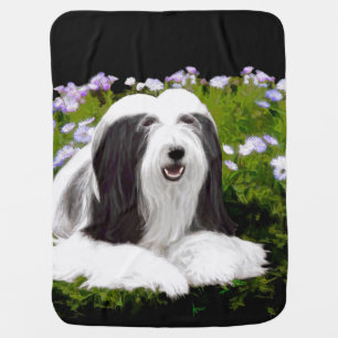 Bearded Collie Painting - Cute Original Dog Art Stroller Blanket