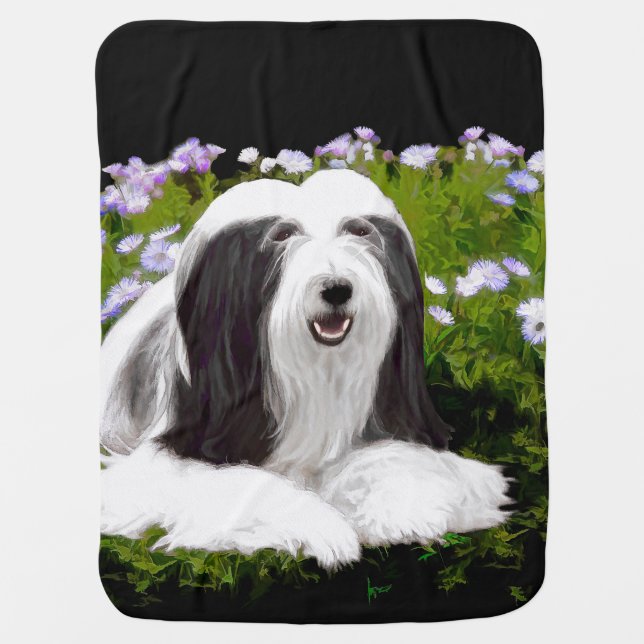 Bearded Collie Painting - Cute Original Dog Art Stroller Blanket (Front)