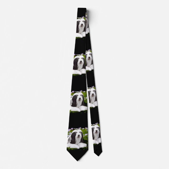 Bearded Collie Painting - Cute Original Dog Art Tie (Front)