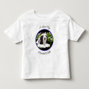 Bearded Collie Painting - Cute Original Dog Art Toddler T-shirt