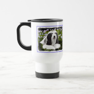 Bearded Collie Painting - Cute Original Dog Art Travel Mug