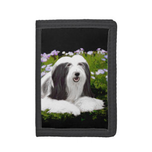 Bearded Collie Painting - Cute Original Dog Art Tri-fold Wallet