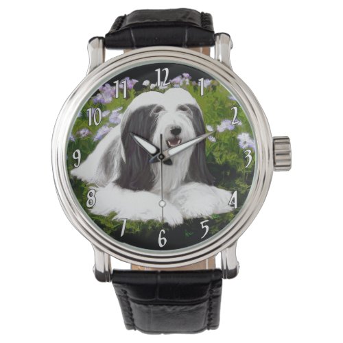 Bearded Collie Painting _ Cute Original Dog Art Watch