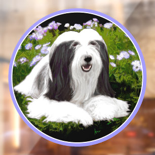 Bearded Collie Painting - Cute Original Dog Art Window Cling