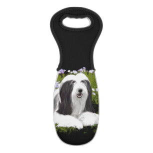 Bearded Collie Painting - Cute Original Dog Art Wine Bag