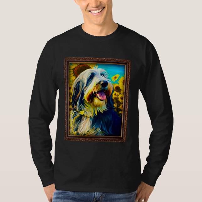 Bearded Collie Painting Sunflower Flower Mom Women T-Shirt (Front)