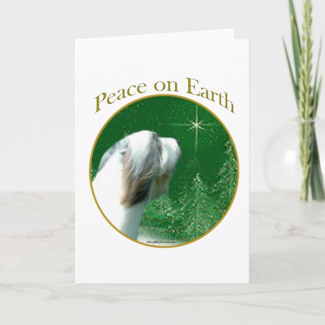 Bearded Collie Peace Holiday Card (Front)